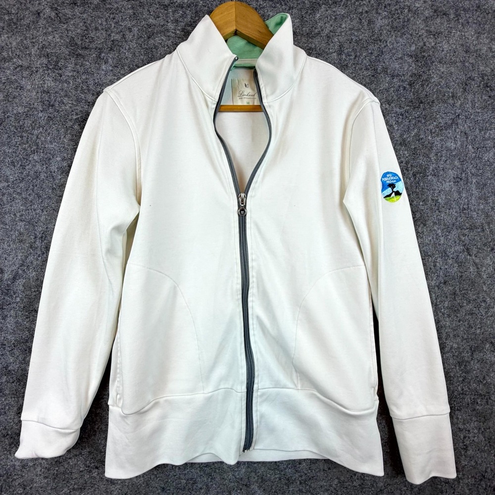 Linksoul Jacket Mens Medium White Cotton AT&T Pebble Beach Pro-Am Full Zip